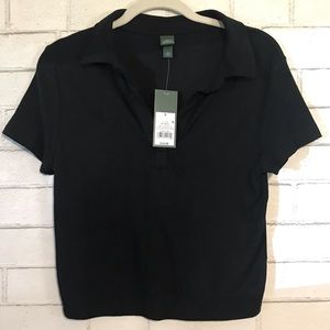 Black Polo Crop Top